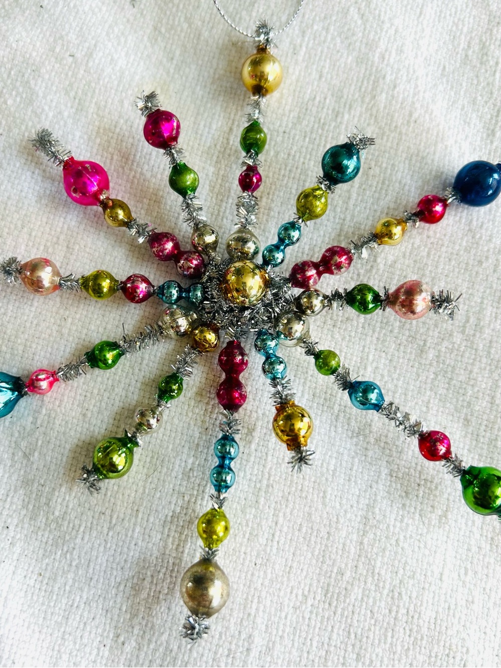 Vintage repurposed holiday star burst Christmas Ornament